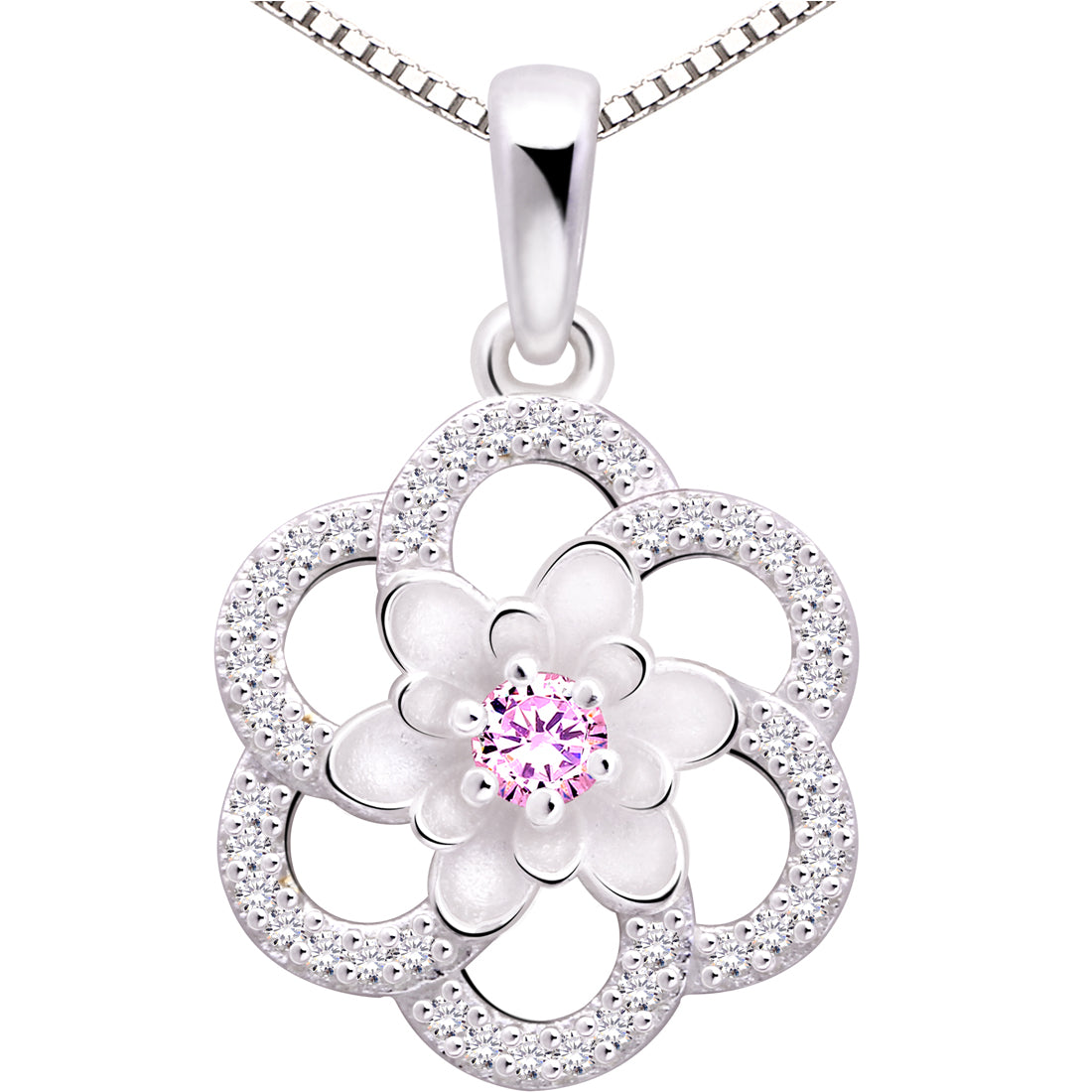 ALOV Jewelry Halskette mit Anhänger aus Sterlingsilber, Liebe, Frieden, Glück, Zirkonia