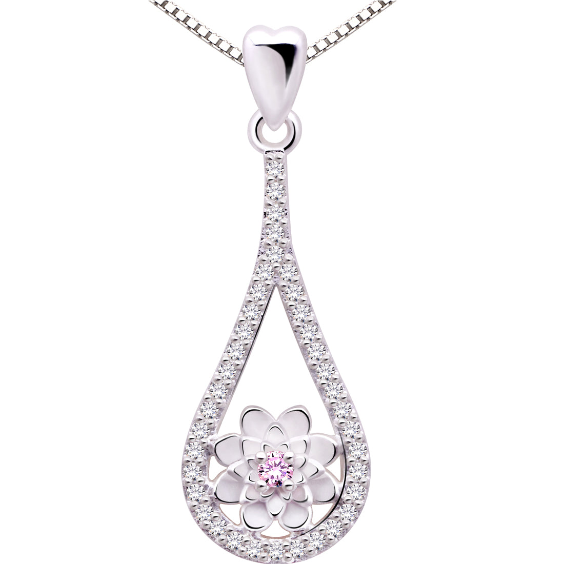ALOV Jewelry Sterling Silver Cubic Zirconia Pendant Necklace