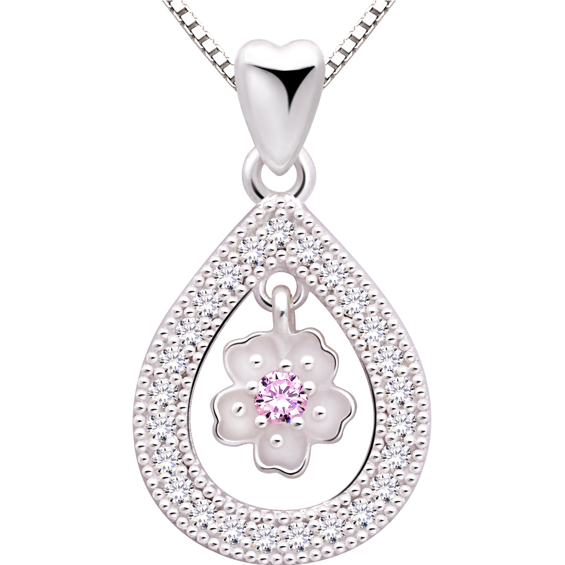 ALOV Jewelry Sterling Silver Endless Love Cubic Zirconia Pendant Necklace