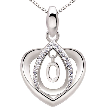 ALOV 珠宝纯银幸运数字周年纪念数字爱心方晶锆石吊坠项链