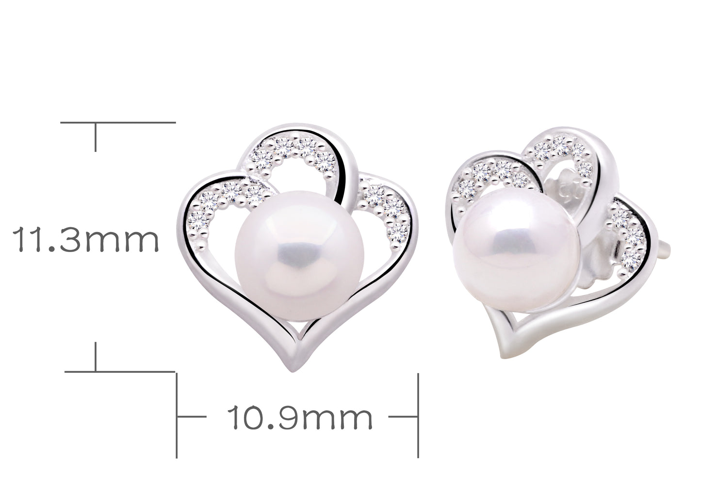 ALOV Jewelry Sterling Silver Simulated Pearl Stud Earrings
