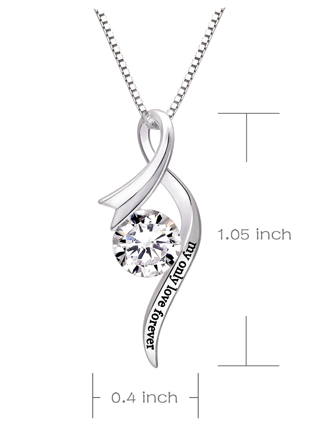 ALOV Jewelry Sterling Silver "my only love forever" Cubic Zirconia Pendant Necklace
