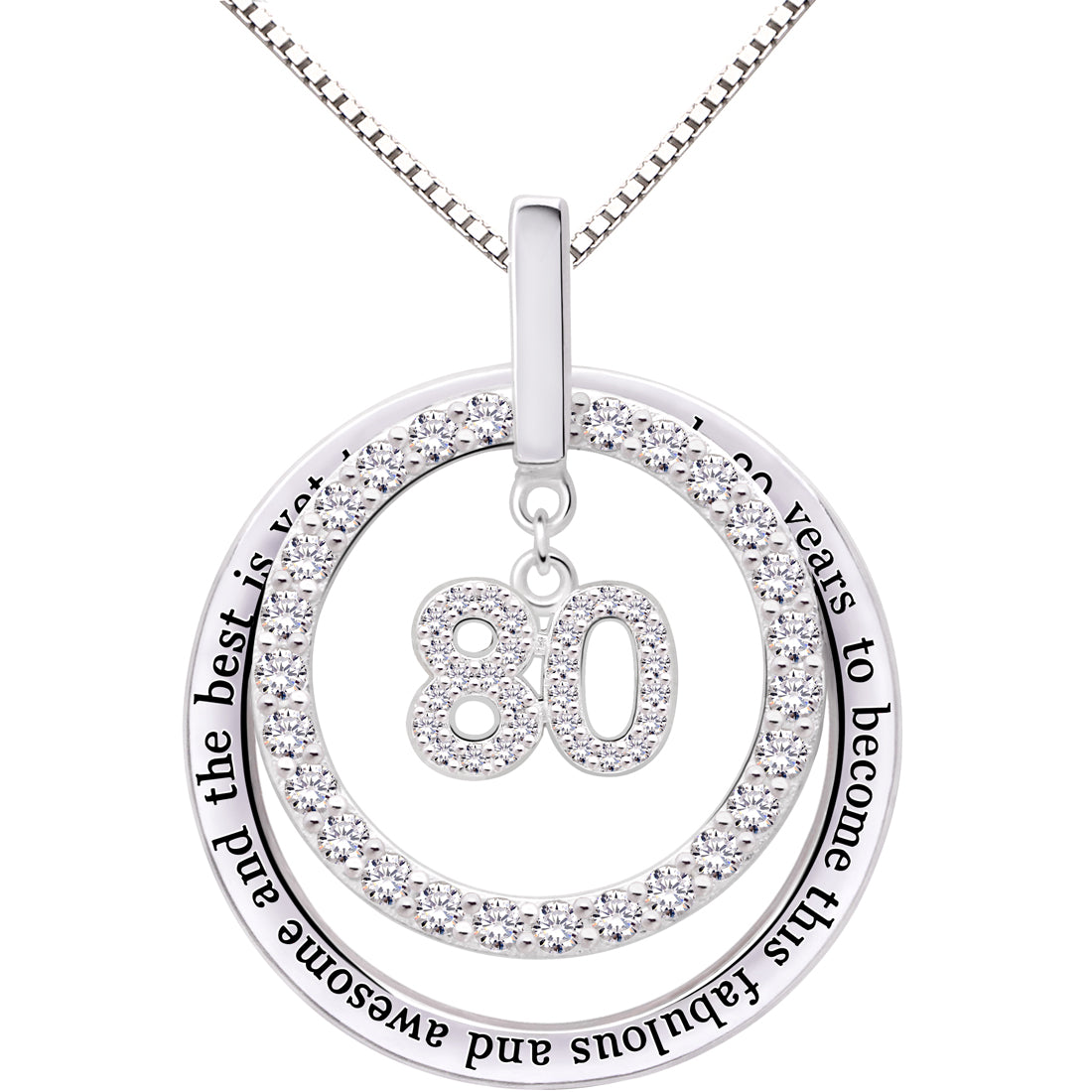 ALOV Jewelry Sterling Silver 80th Birthday It Took 80 Years to Become This Fabulous and Awesome and the Best is Yet to Come Cubic Zirconia Pendant Necklace