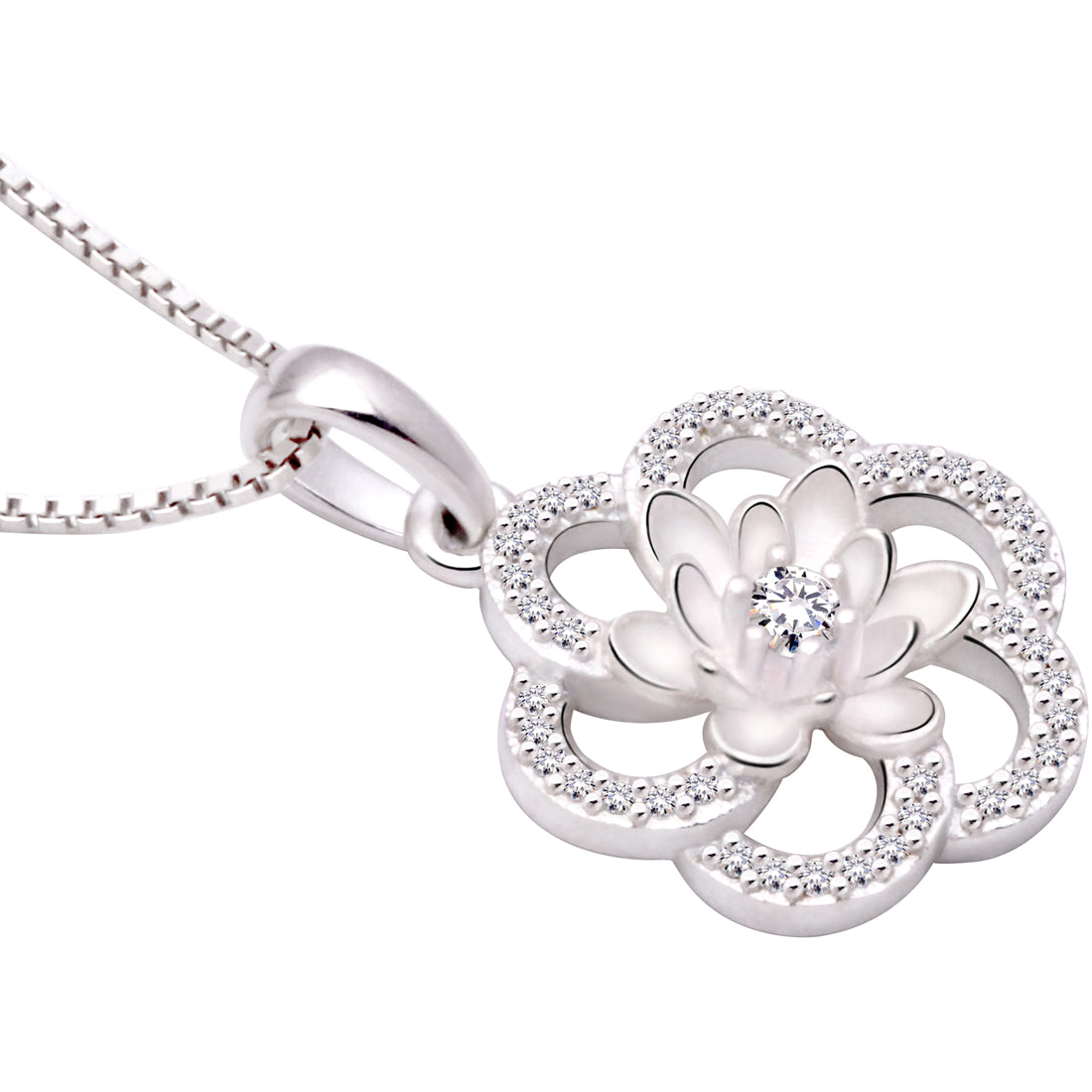 ALOV 珠宝纯银爱情和平幸福方晶锆石吊坠项链