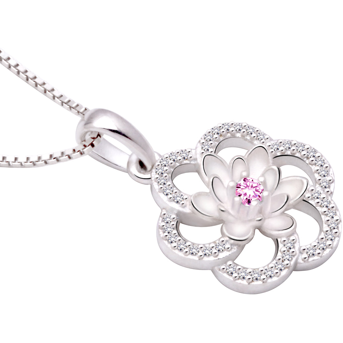 ALOV 珠宝纯银爱情和平幸福方晶锆石吊坠项链