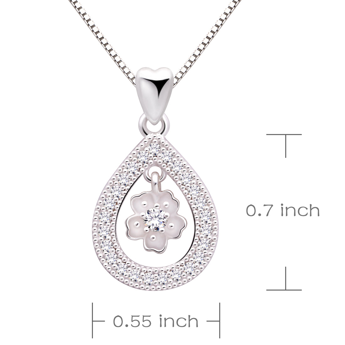 ALOV Jewelry Sterling Silver Endless Love Cubic Zirconia Pendant Necklace