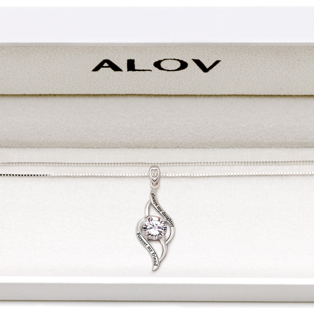 „Immer meine Tochter, für immer mein Freund“ ALOV Jewelry Silber-Kubikzirkonia-Liebesanhänger-Halskette