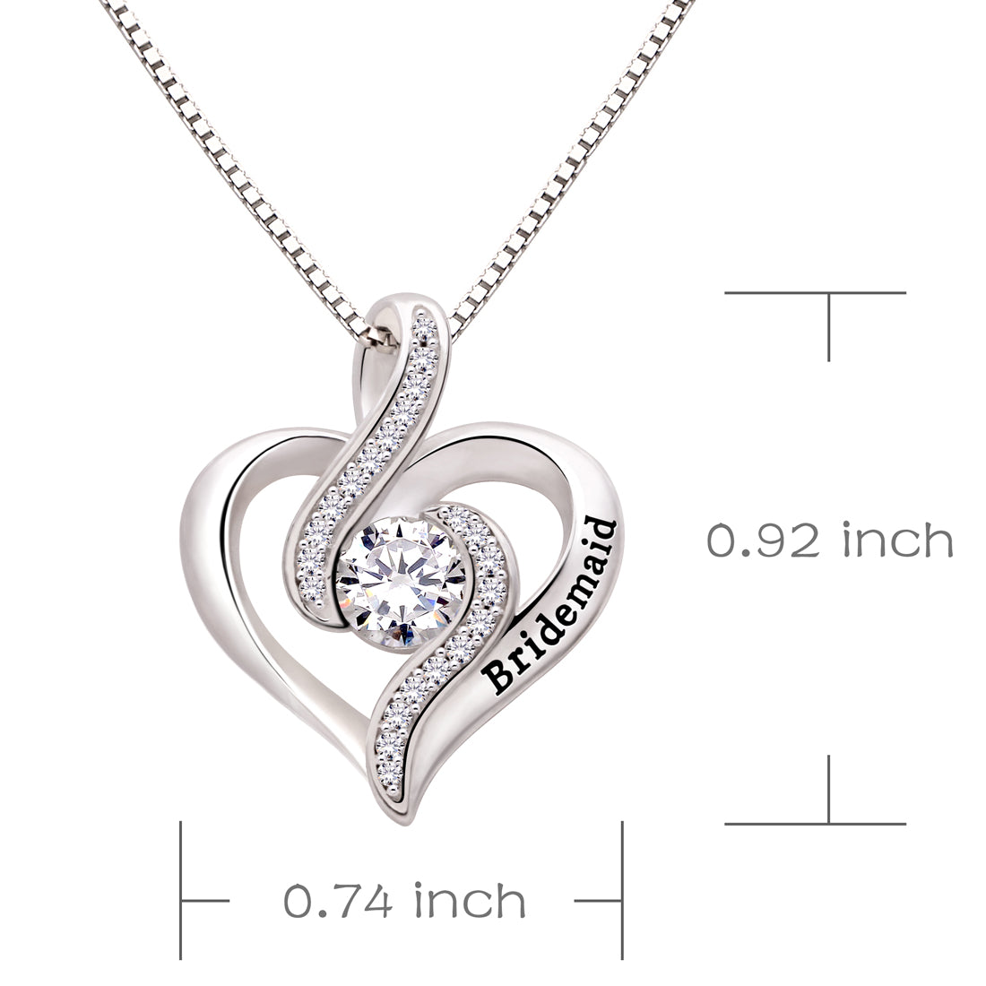 ALOV Jewelry Sterling Silver Bridemaid Cubic Zirconia Pendant Necklace