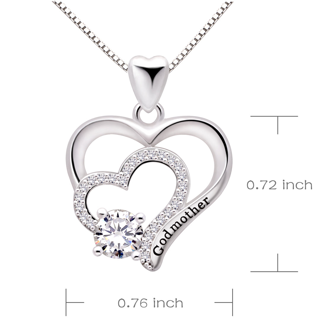 ALOV Jewelry Sterling Silver Godmother Cubic Zirconia Pendant Necklace