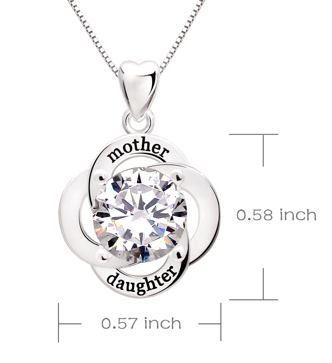ALOV Jewelry Sterling Silver mother daughter Flower Cubic Zirconia Pendant Necklace