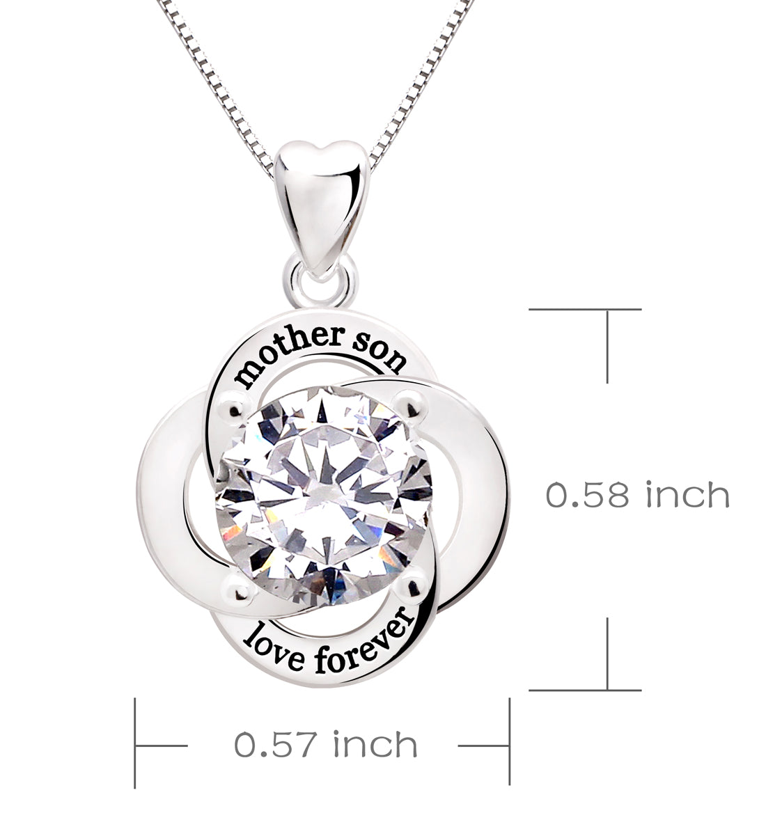 ALOV Jewelry Sterling Silver mother son love forever Cubic Zirconia Pendant Necklace
