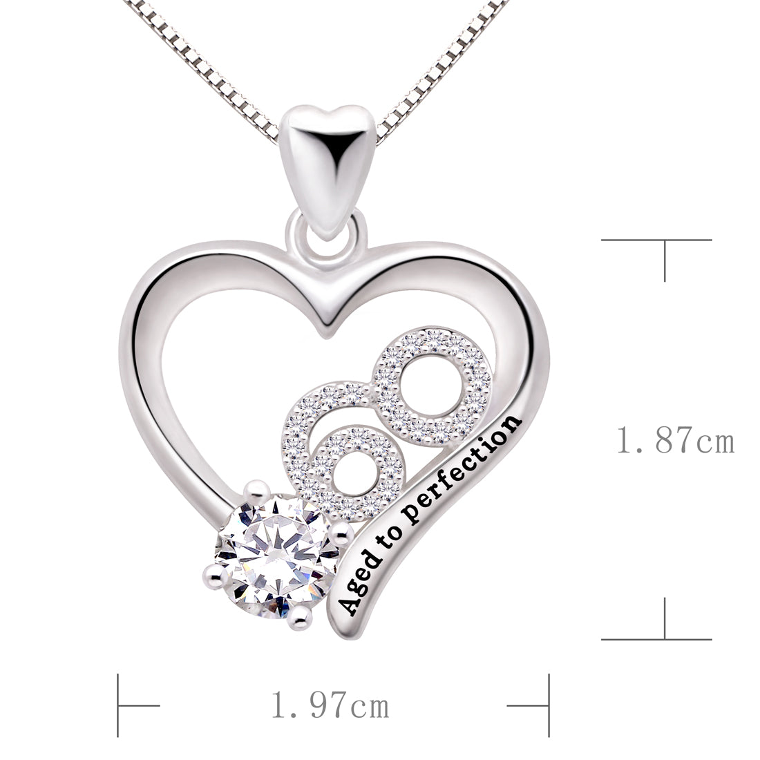 ALOV Jewelry Sterling Silver 60th Birthday Aged to Perfection Cubic Zirconia Pendant Necklace