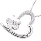 ALOV Jewelry Sterling Silver "Always my daughter forever my friend" Love Heart Crystal Cubic Zirconia Pendant Necklace
