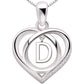 ALOV 珠宝纯银首字母字母爱心立方氧化锆吊坠项链