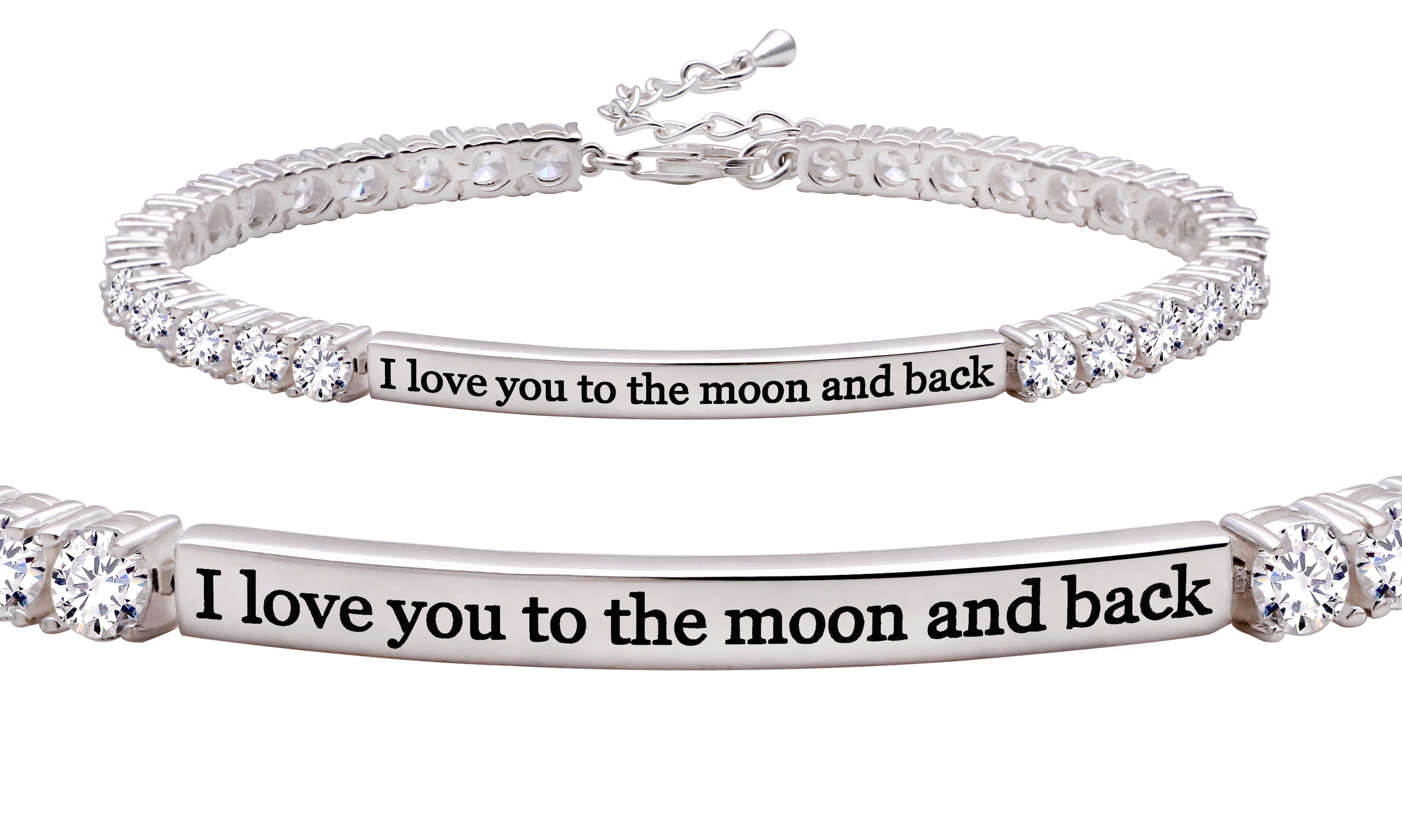 ALOV Bracciale A Catena In Argento Sterling Con Messaggio 'Ti Amo Alla Luna E Ritorno' – Gioiello Donna Uomo