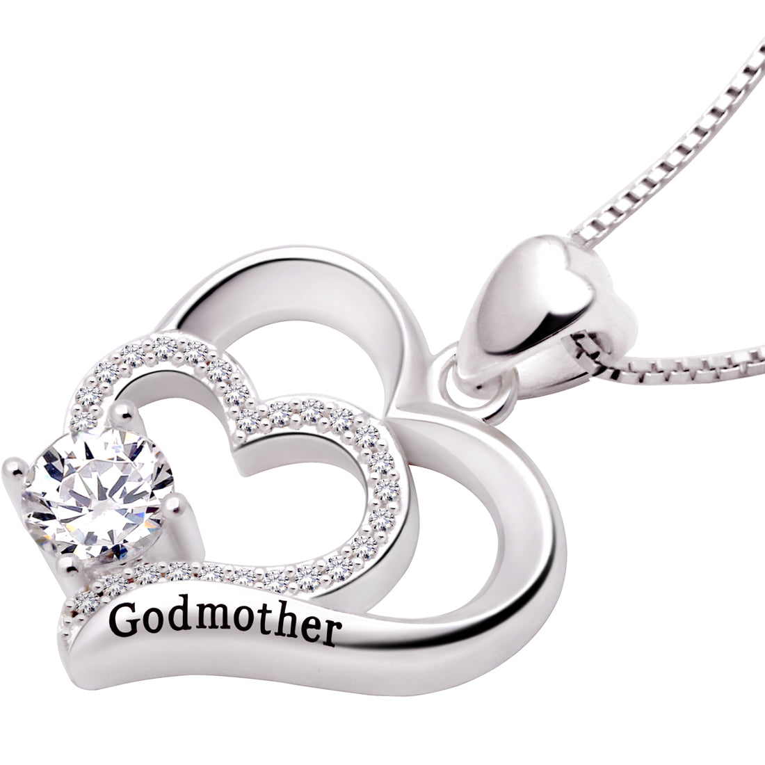 ALOV Jewelry Sterling Silver Godmother Cubic Zirconia Pendant Necklace