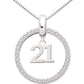 ALOV 珠宝纯银 21 岁生日编号 21 方晶锆石吊坠项链
