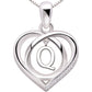 ALOV 珠宝纯银首字母字母爱心立方氧化锆吊坠项链