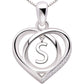 ALOV 珠宝纯银首字母字母爱心立方氧化锆吊坠项链