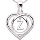 ALOV 珠宝纯银首字母字母爱心立方氧化锆吊坠项链