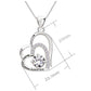 ALOV Jewelry Sterling Silver "Brother and sister forever love" Double Love Heart Cubic Zirconia Pendant Necklace