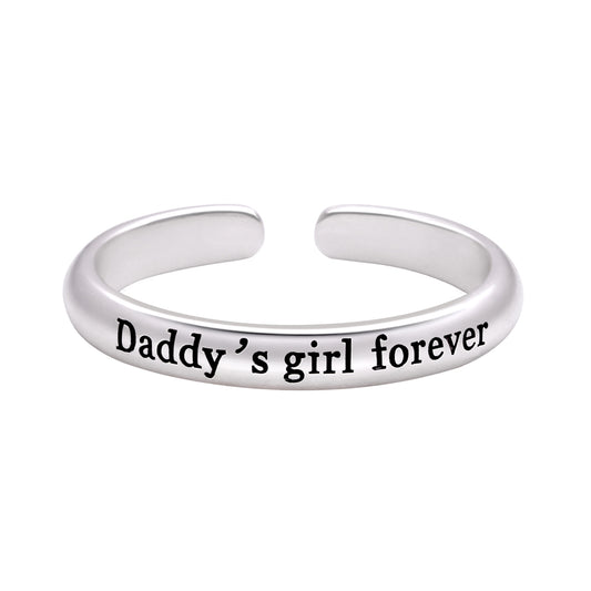 ALOV Jewelry Verstellbarer Fingerring „Daddy's Girl Forever“ aus Sterlingsilber