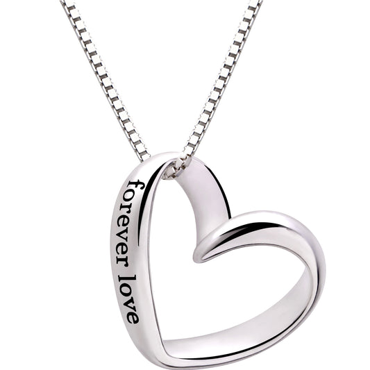 ALOV Jewelry Sterlingsilber-Herzanhänger-Halskette „Forever Love“.