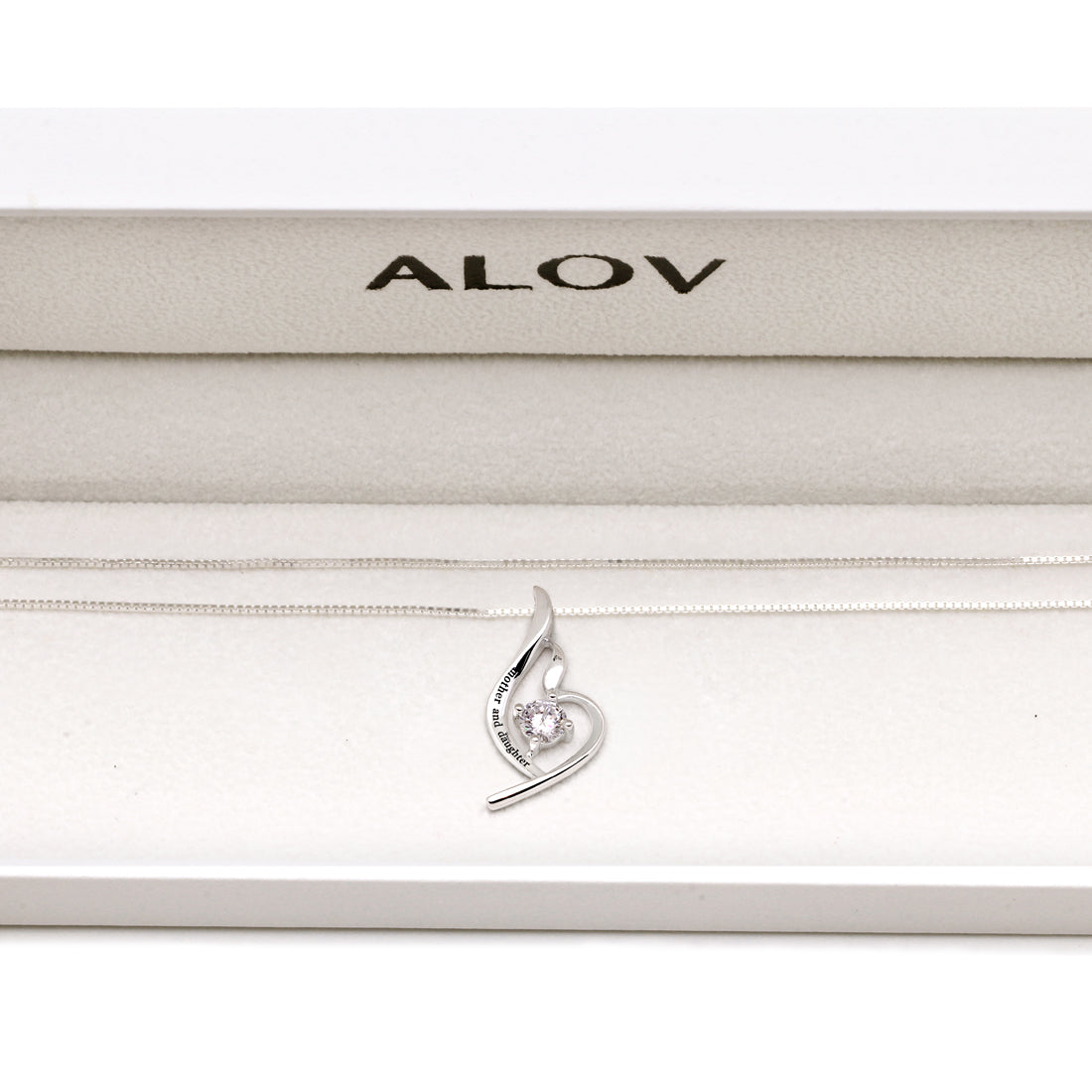 ALOV 珠宝纯银母女方晶锆石吊坠项链