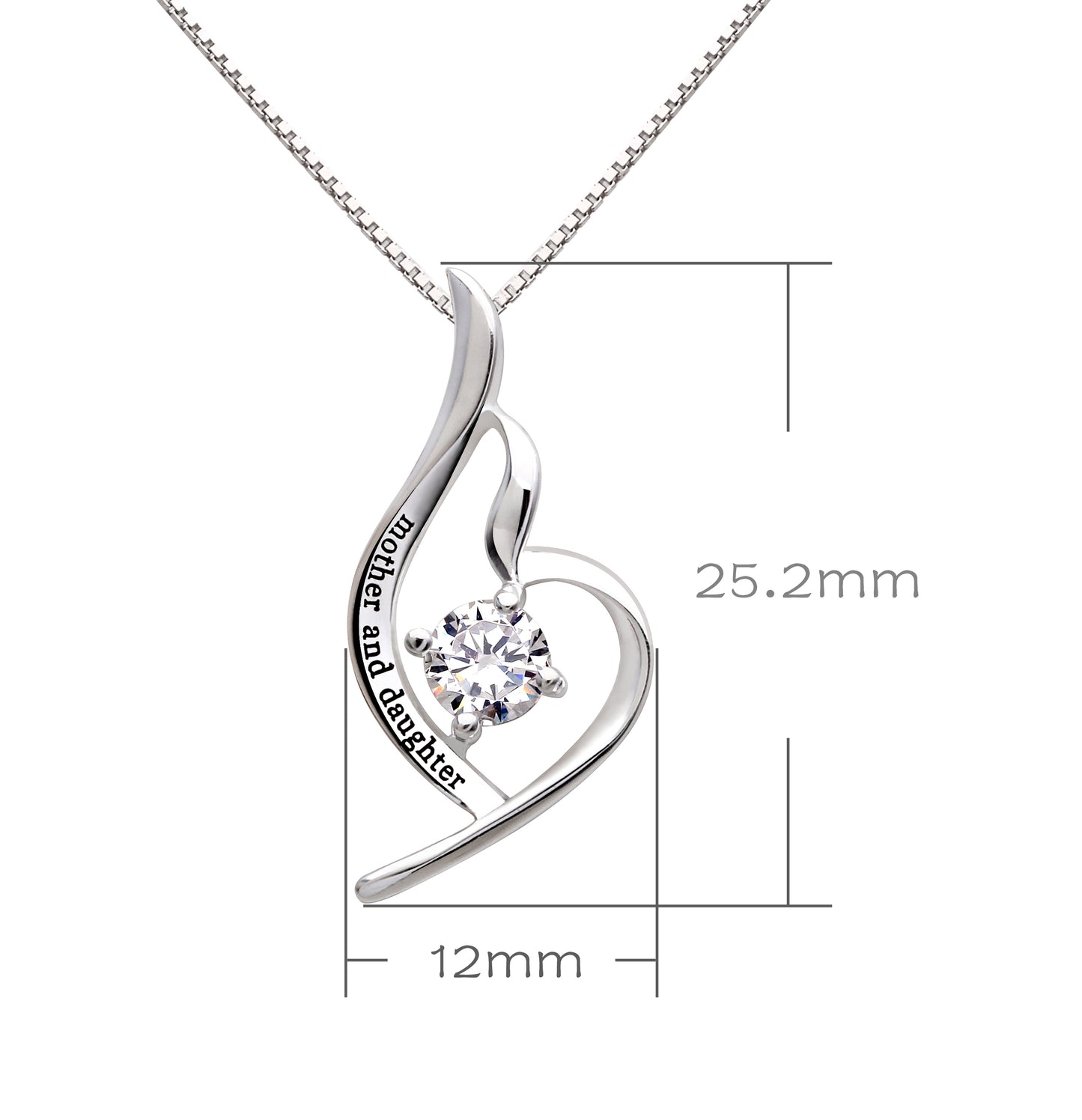 ALOV Jewelry Sterling Silver mother and daughter Cubic Zirconia Pendant Necklace