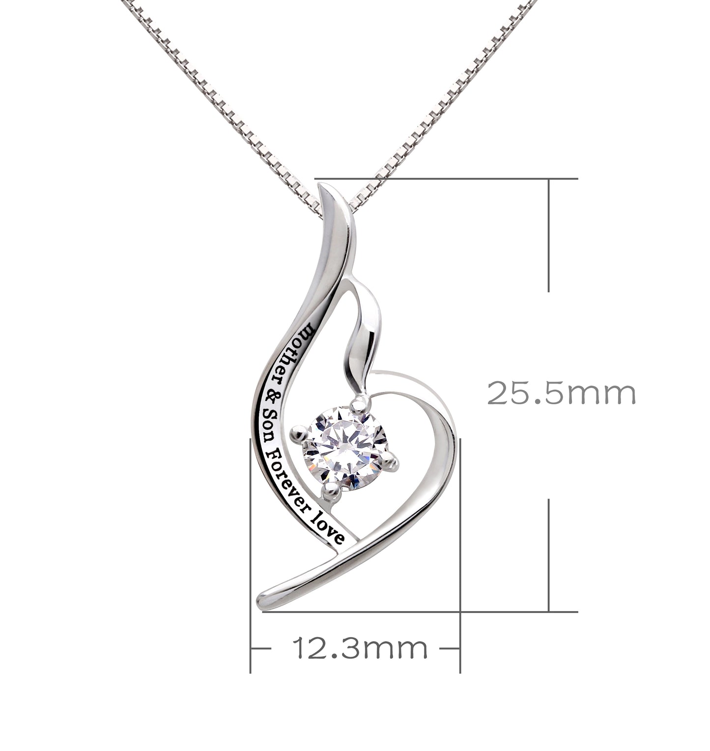 ALOV Jewelry Sterling Silver "mother & son forever love" Cubic Zirconia Pendant Necklace