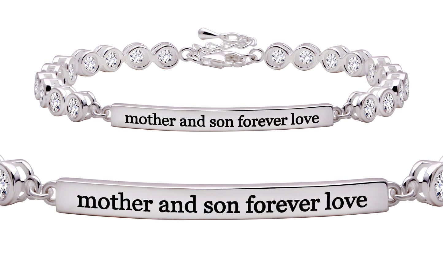 ALOV Jewelry Sterlingsilber-Armband „Mutter und Sohn für immer lieben“ mit kubischem Zirkonia