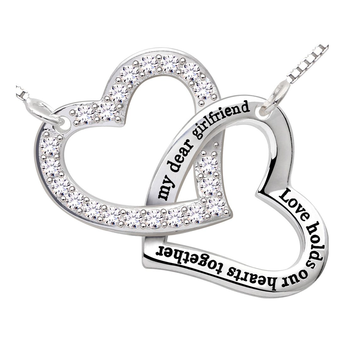 ALOV-Halskette aus Sterlingsilber mit Anhänger „Meine liebe Freundin, die Liebe hält unsere Herzen zusammen“.
