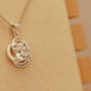 ALOV Jewelry Sterling Silver mother daughter Flower Cubic Zirconia Pendant Necklace