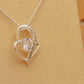 ALOV Jewelry Sterling Silver "I love you with all my heart" Love Heart Cubic Zirconia Necklace