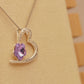 ALOV Jewelry Sterling Silver "Sisters are flowers from the same garden" Love Heart Purple Crystal Cubic Zirconia Pendant Necklace