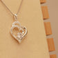 ALOV Jewelry Sterling Silver father and daughter Love Heart Cubic Zirconia Pendant Necklace