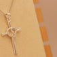 ALOV Jewelry Sterling Silver Initial Letter Alphabet Love Heart Cross Cubic Zirconia Pendant Necklace