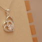 ALOV Jewelry Sterling Silver "Brother and sister forever love" Double Love Heart Cubic Zirconia Pendant Necklace