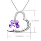 ALOV 珠宝纯银“姐妹是同花园的花”爱心紫水晶方晶锆石吊坠项链