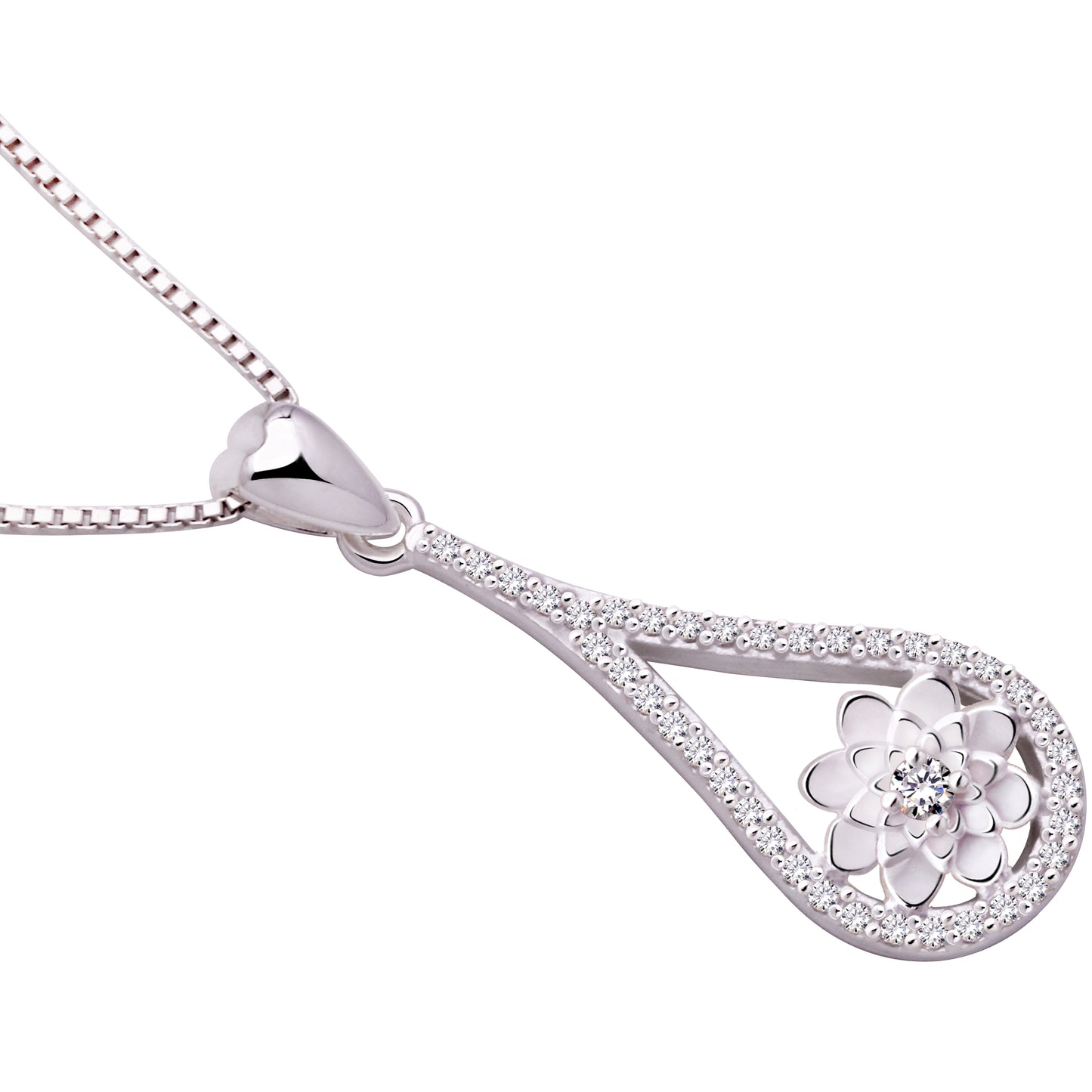 ALOV 珠宝纯银方晶锆石吊坠项链